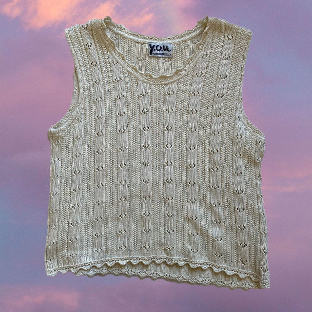 Vintage 90's Cream Knit Vest (36 EU)