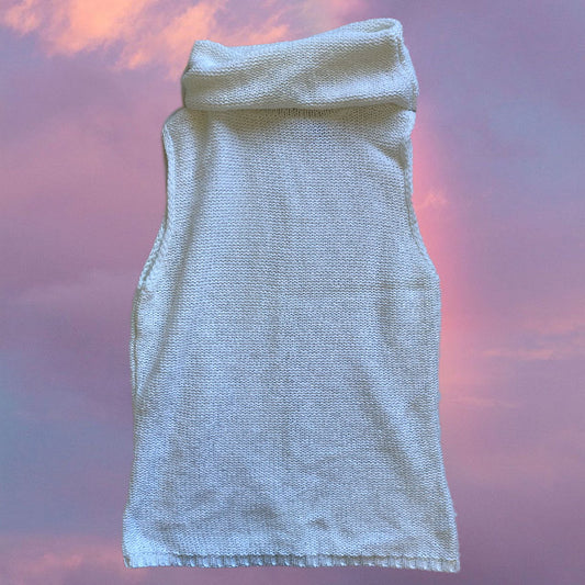 Vintage 90's GAP White Roll Neck Sleeveless Sweater (M)