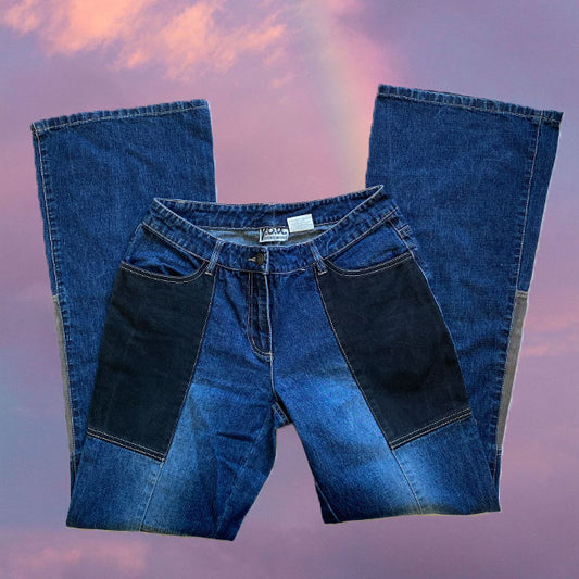 Vintage 90's Patchwork Low Waist Bootcut Jeans (38 EU/UK 12)