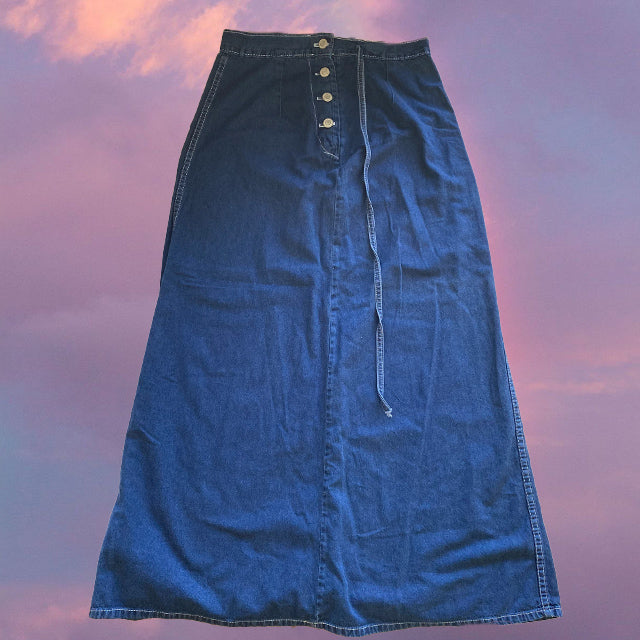 Vintage 90's New Look Denim Maxi Skirt (38 EU/UK 12)