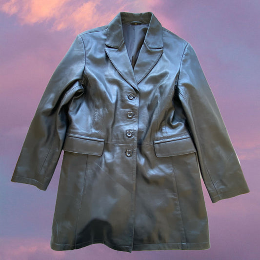 Vintage 90's Black Leather Coat (L/XL Oversized Fit)