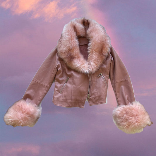 Vintage Y2K Bratz Afghan Pink Vegan Leather Jacket (M EU)