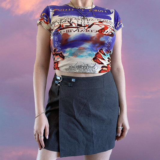 Vintage 90's New Look Grey Mini Skirt (38 / UK 10)