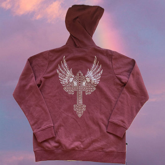 Vintage Cyber Y2K Cross Rock Rebel Hoodie (S/M Oversized)