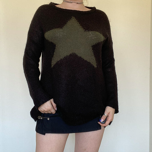 Vintage 90's Fairy Grunge Oversized Star Knit Pullover (XS-M, Oversize Fit)