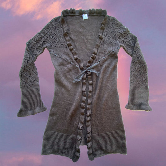Vintage 90's Fairy Grunge Brown Long Knit Cardigan (M)
