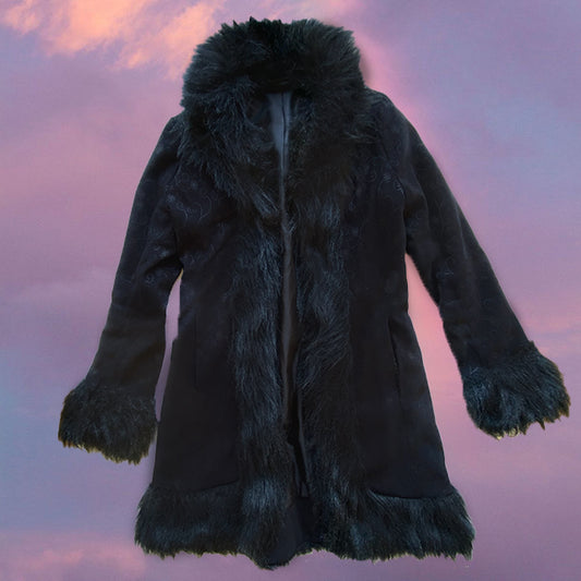 Vintage 90's Black Afghan Coat (Vegan - S)