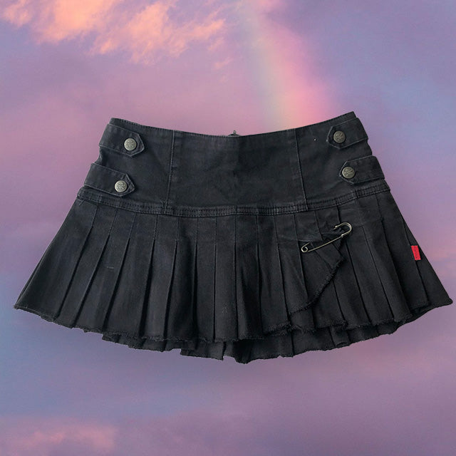 Vintage 90's TRIPP NYC Cyber Goth Pleated Miniskirt with Safety Pin (M)
