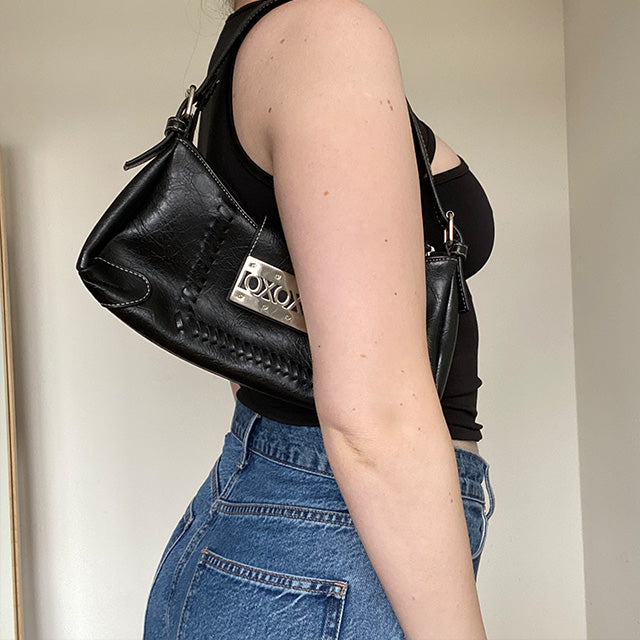 Vintage Y2K "XOXO" Black Shoulder Bag