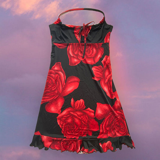 Vintage 90's Orsay Goth Floral Dress (XS/S)