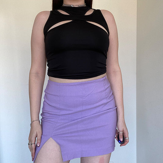 Vintage 90's Orsay Lilac Miniskirt with Slit (EU 38/UK 12)