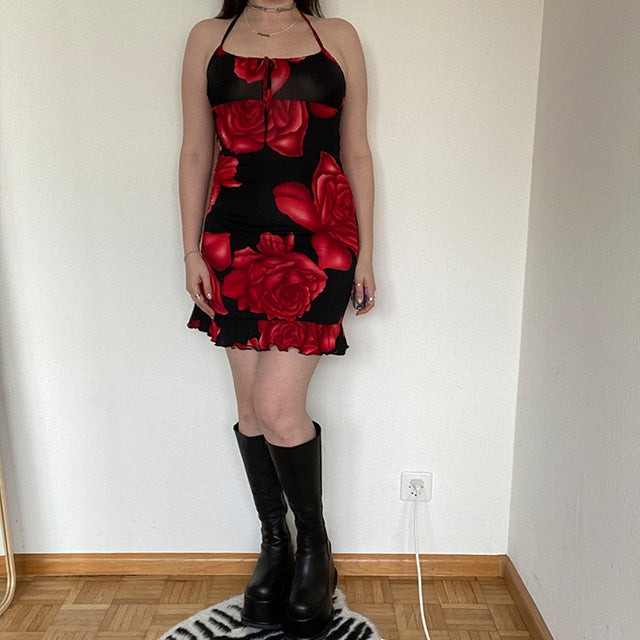Vintage 90's Orsay Goth Floral Dress (XS/S)