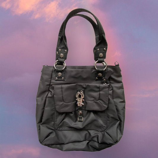 Vintage Y2K George Gina Lucy Black Nylon Tote Bag