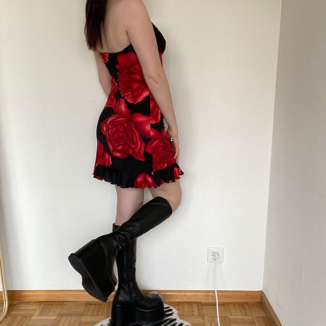 Vintage 90's Orsay Goth Floral Dress (XS/S)