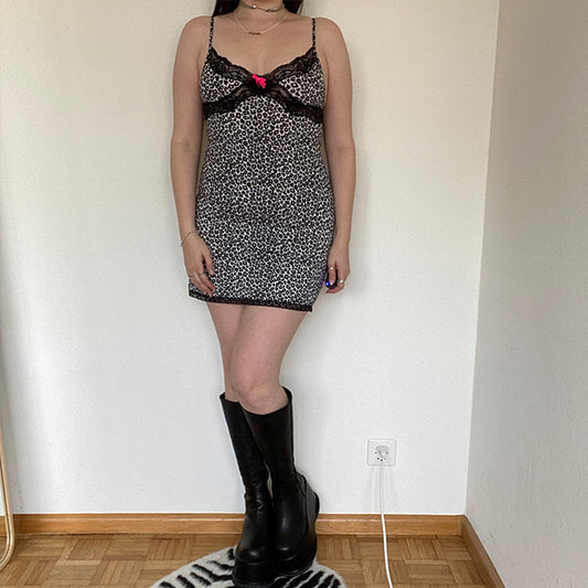 Vintage 90's Rockstar Cheetah Print Cami Dress (XS/S)