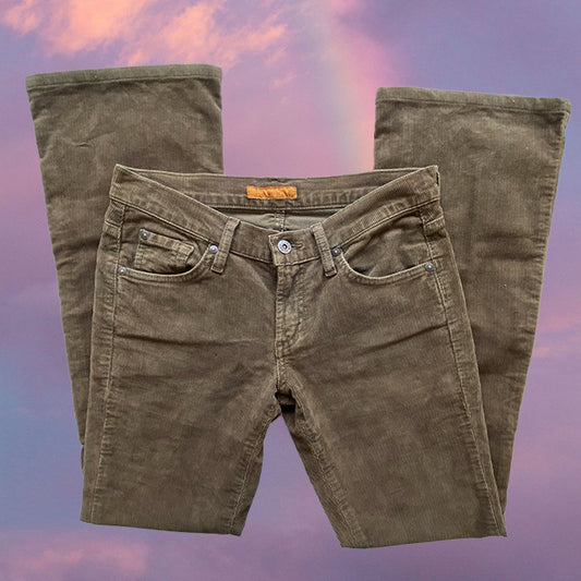 Vintage Y2K Low Waist Olive Green Corduroy Bootcut Jeans (36 EU/UK 8)