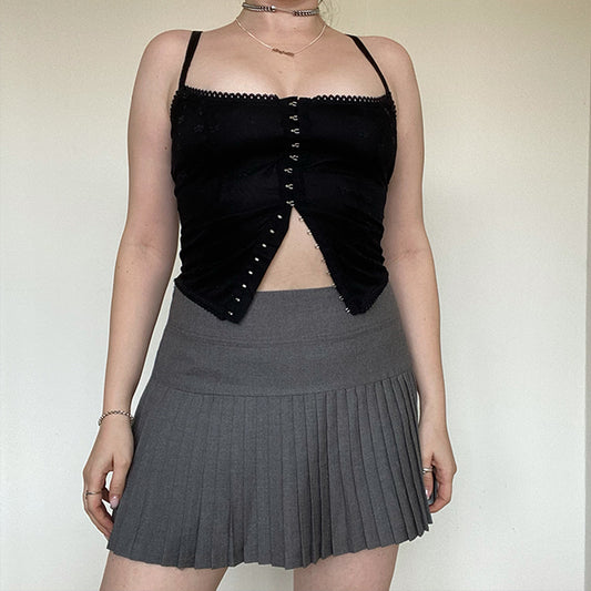 Vintage 90's Rachel Green Pleated Gray Miniskirt (38 EU / UK 10)
