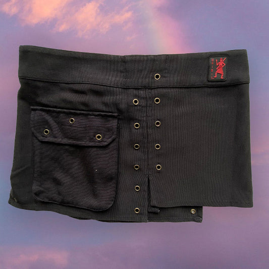 Vintage 90's Cyber Rave Cargo Adjustable Waist Skirt (XS/S)