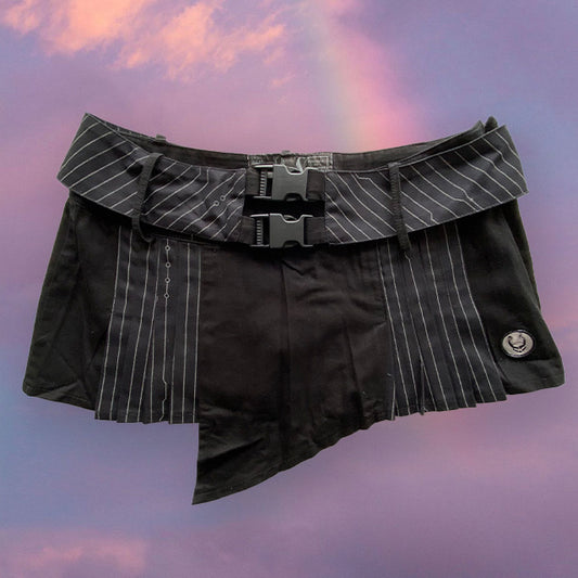 Vintage 90's Cyberdog Rave Pinstripe Skirt with Toggle Detail (S/M)