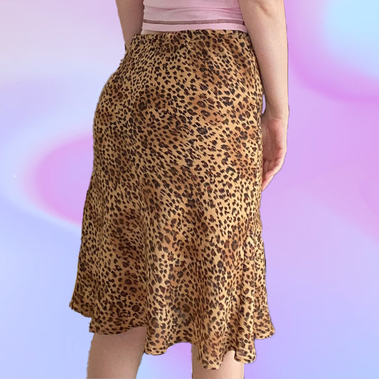 Vintage 90's Cheetah Print Midi Skirt