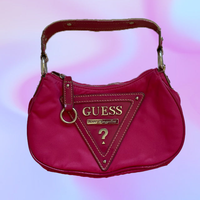 Vintage Y2K Guess Red Nylon Convertible Shoulder Bag
