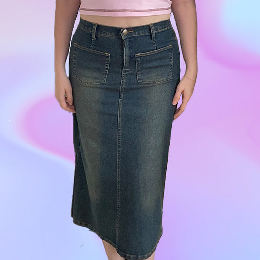 Vintage 90's Denim Maxi Skirt