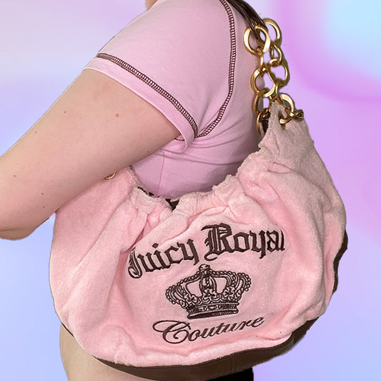 Vintage Y2K Juicy Couture Pink and Brown Shoulder Bag