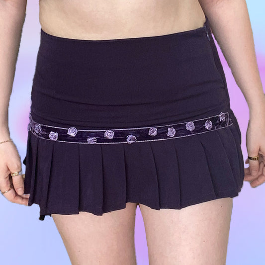 Vintage 90's Purple Micro Mini Skirt with Flower Detailing