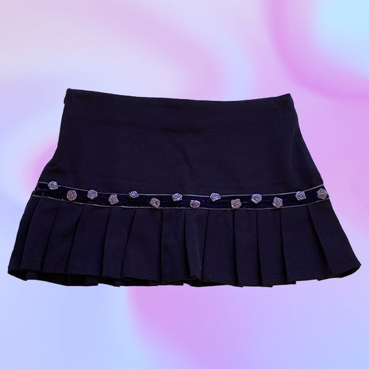 Vintage 90's Purple Micro Mini Skirt with Flower Detailing