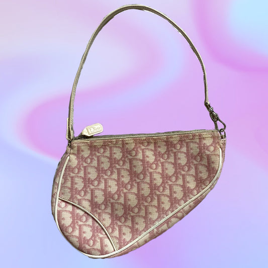 Vintage Christian Dior Diorissimo Pink Saddle Mini Bag