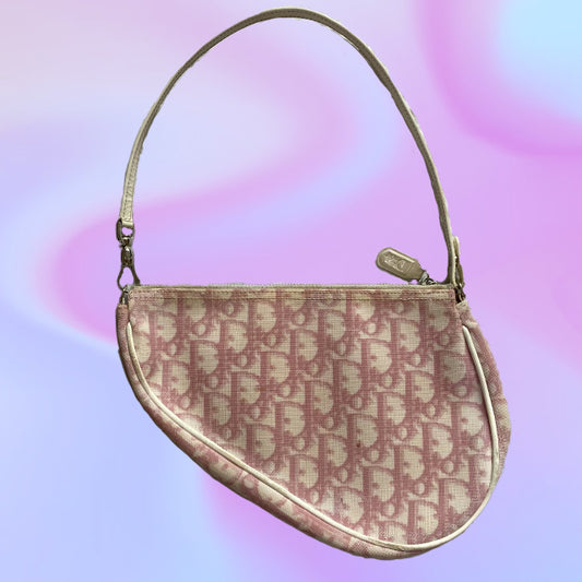 Vintage Christian Dior Diorissimo Pink Saddle Mini Bag