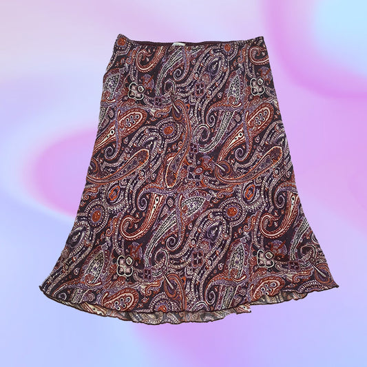 Vintage 90's Paisley Mesh Midi Skirt