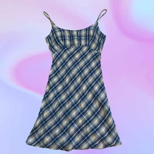 Vintage 90's Blue Plaid Dress