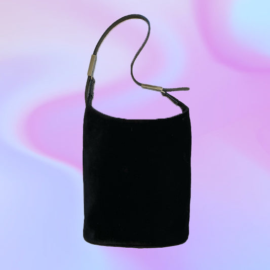 Vintage Gucci Black Velvet Shoulder Bucket Bag