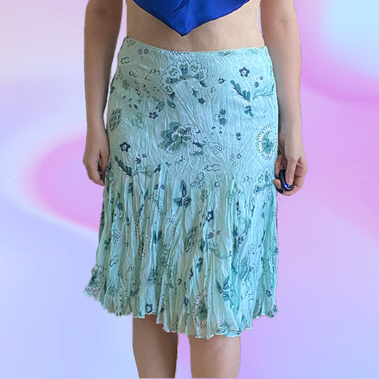 Vintage 90's Light Turquoise Midi Skirt