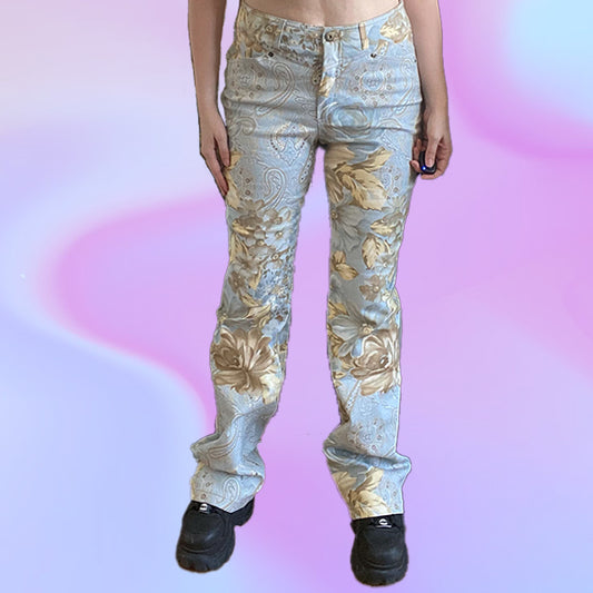 Vintage 90's Paisley Print Flare Jeans