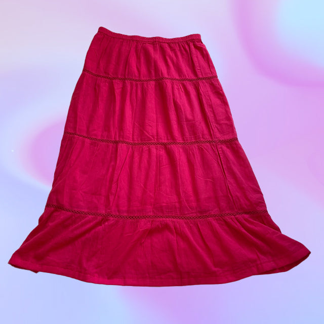 Vintage Y2K Pink Boho Maxi Skirt
