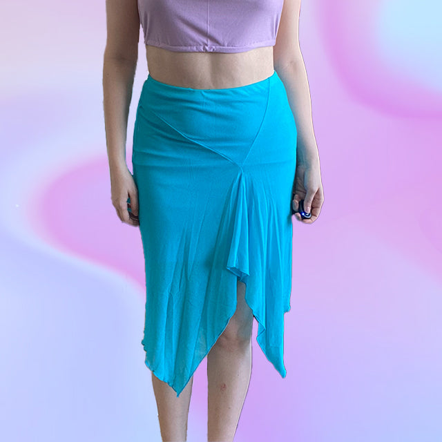 Vintage Y2K Blue Fairy Mesh Midi Skirt