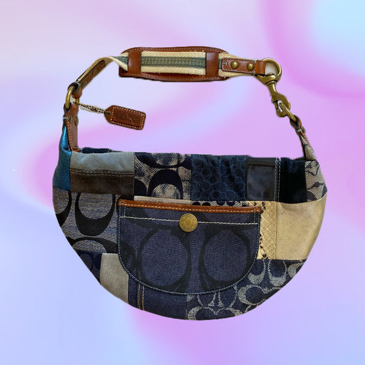 Vintage Y2K Coach Denim Patchwork Shoulder Bag