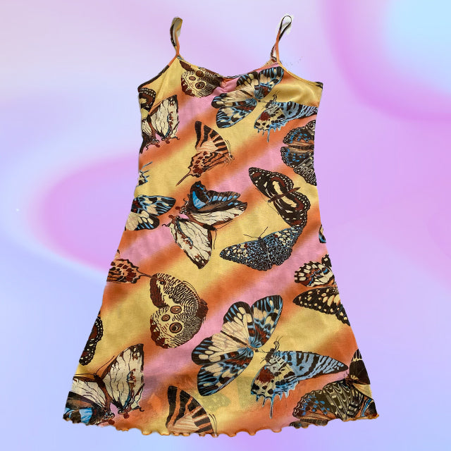 Vintage Y2K Butterfly Mesh Dress