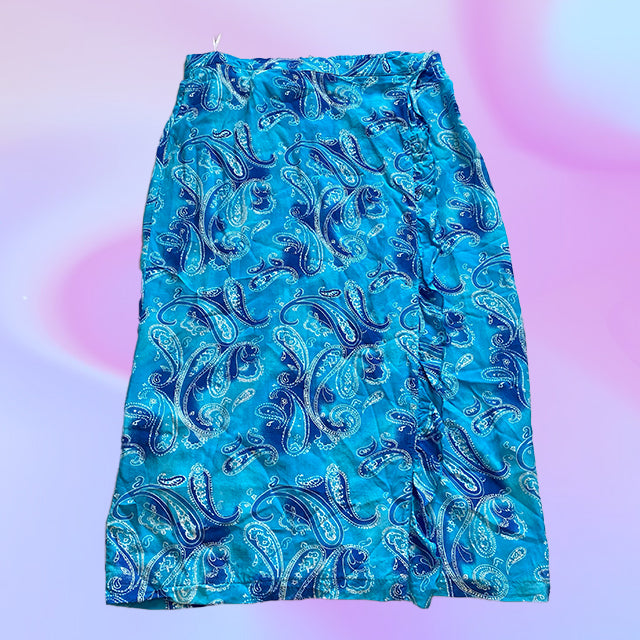Vintage 90's Blue Bandana Print Maxi Skirt