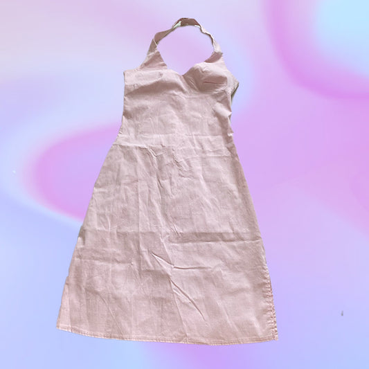 Vintage 90's Sweet Pink Halter Neck Midi Dress