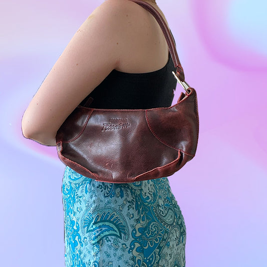 Vintage 90's Roberto Cavalli Freedom Burgundy Shoulder Bag