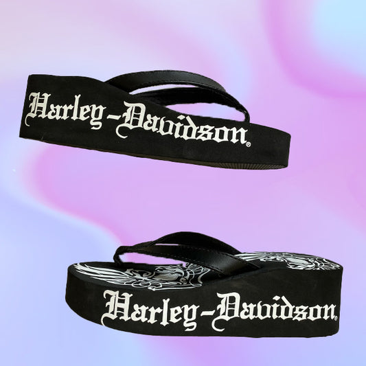 Vintage Y2K Harley Davidson Platform Flip Flops (37)