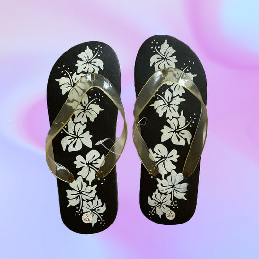 Vintage 90's Deadstock Hibiscus Flip Flops (36/37)