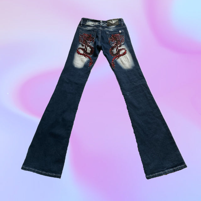Vintage Y2K Crazy Age Dragon Low Waist Jeans