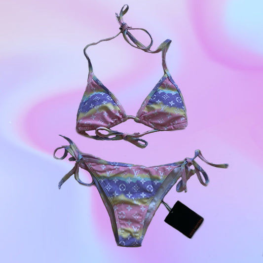 Vintage Y2K LV Rainbow Bikini