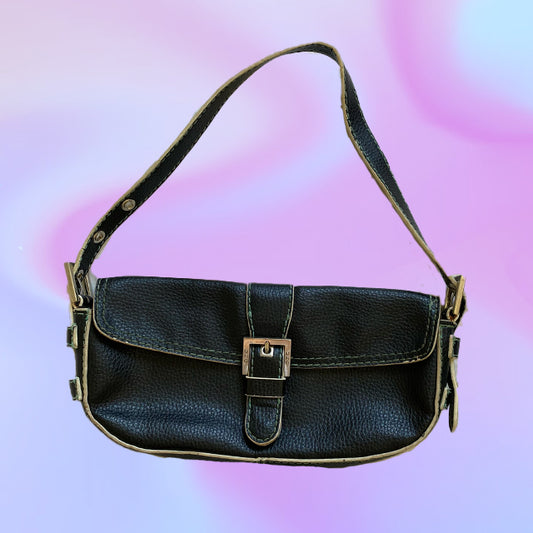Vintage 90's Black Leather Shoulder Bag
