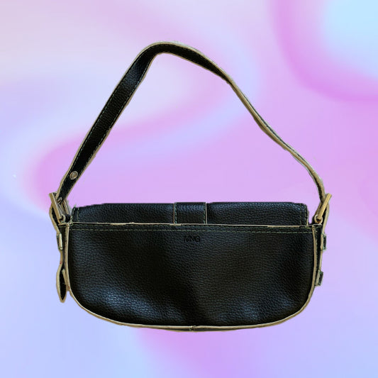 Vintage 90's Black Leather Shoulder Bag