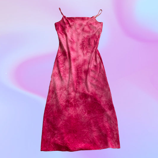 Vintage 90's Tie Dye Pink Midi Dress